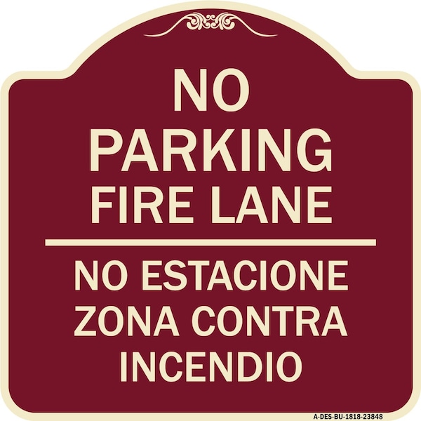 Signmission No Estacione Zona Contra Incendio Heavy-Gauge Aluminum Architectural Sign, 18" H, BU-1818-23848 A-DES-BU-1818-23848 - main